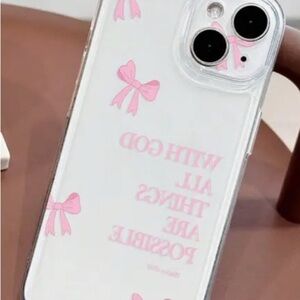 Clear Pink Bow Phone Case